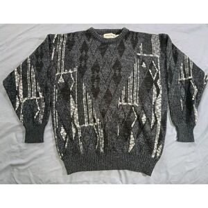 Michael Gerald Men's Vintage Knit Sweater Multi-Colored Striped, Size Large